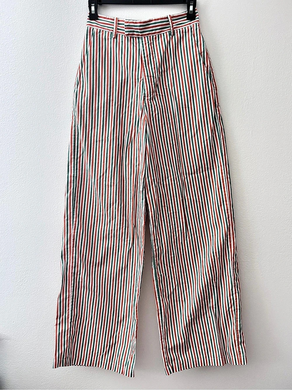 The Tiny Big Sister Pants Size 34 Striped Wide Leg Red Green White